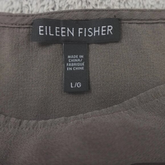 Eileen Fisher Silk Tunic Top Womens Large Gray Stone Taupe Tank Shell Minimalist - Picture 3 of 8